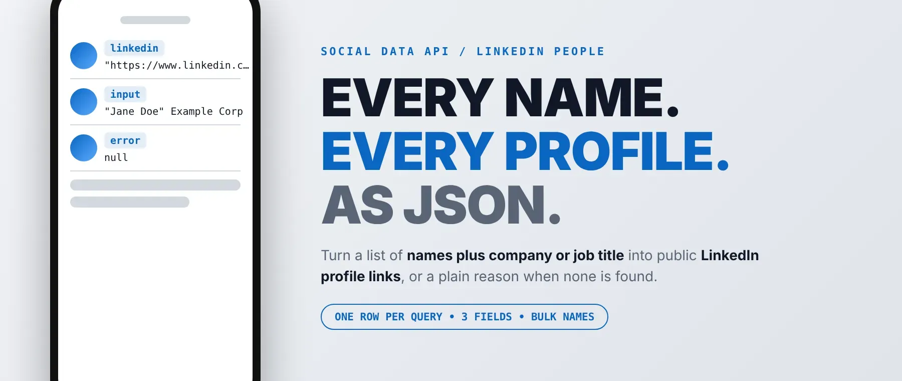 LinkedIn Mass People Profile Finder: scrape data as JSON