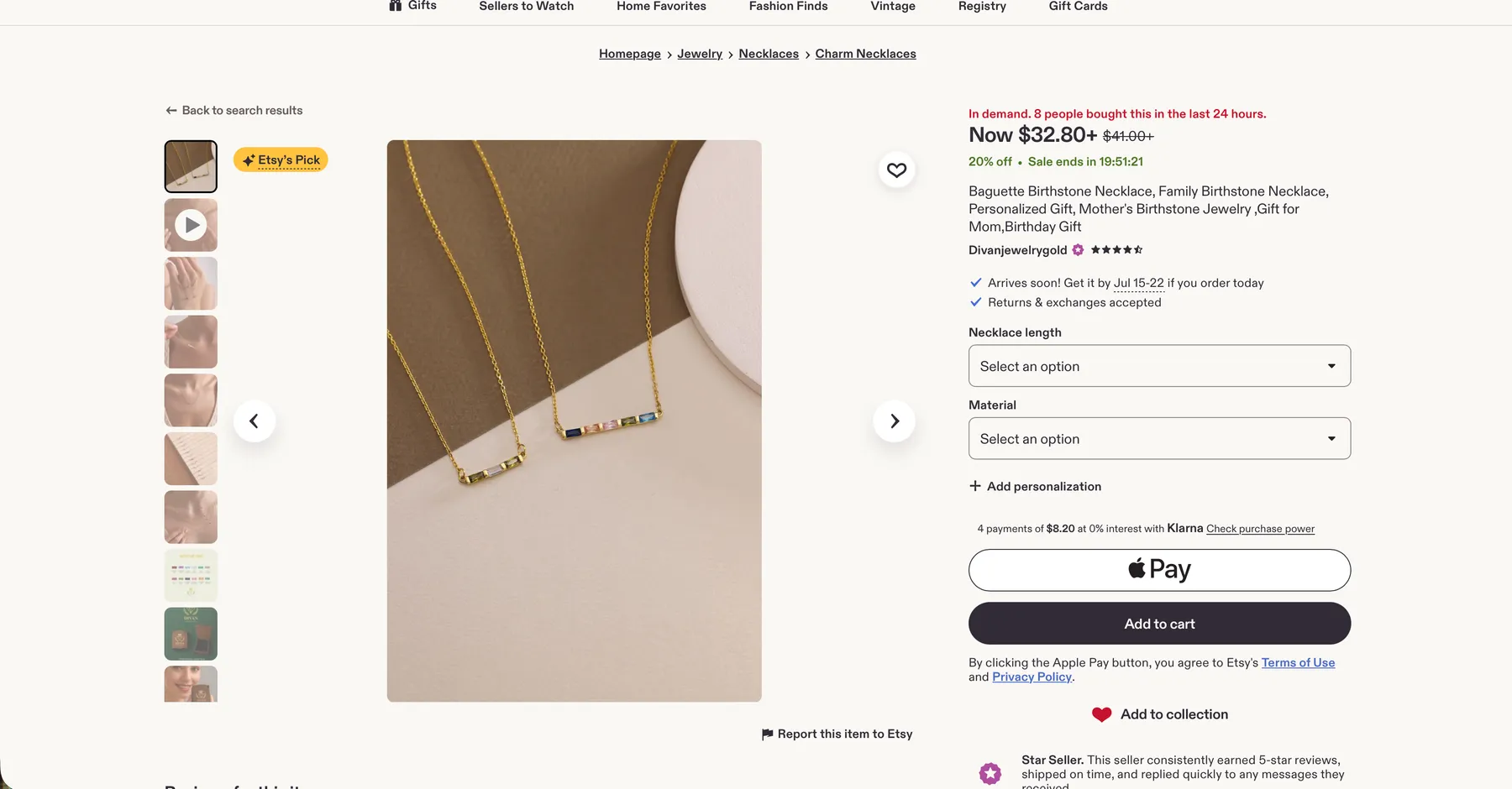 Etsy — birthstone necklace, $32.80