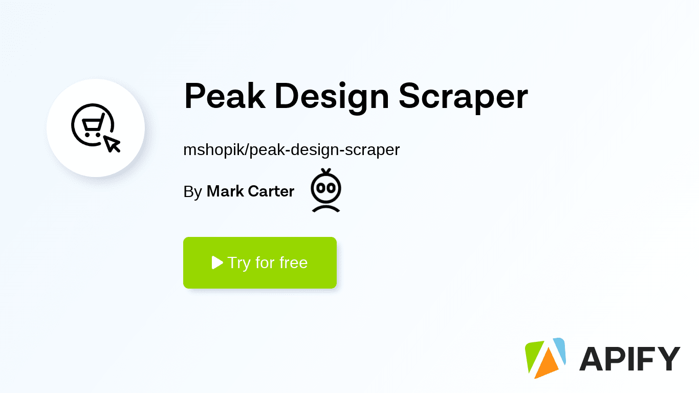 Source code · Peak Design Scraper · Apify