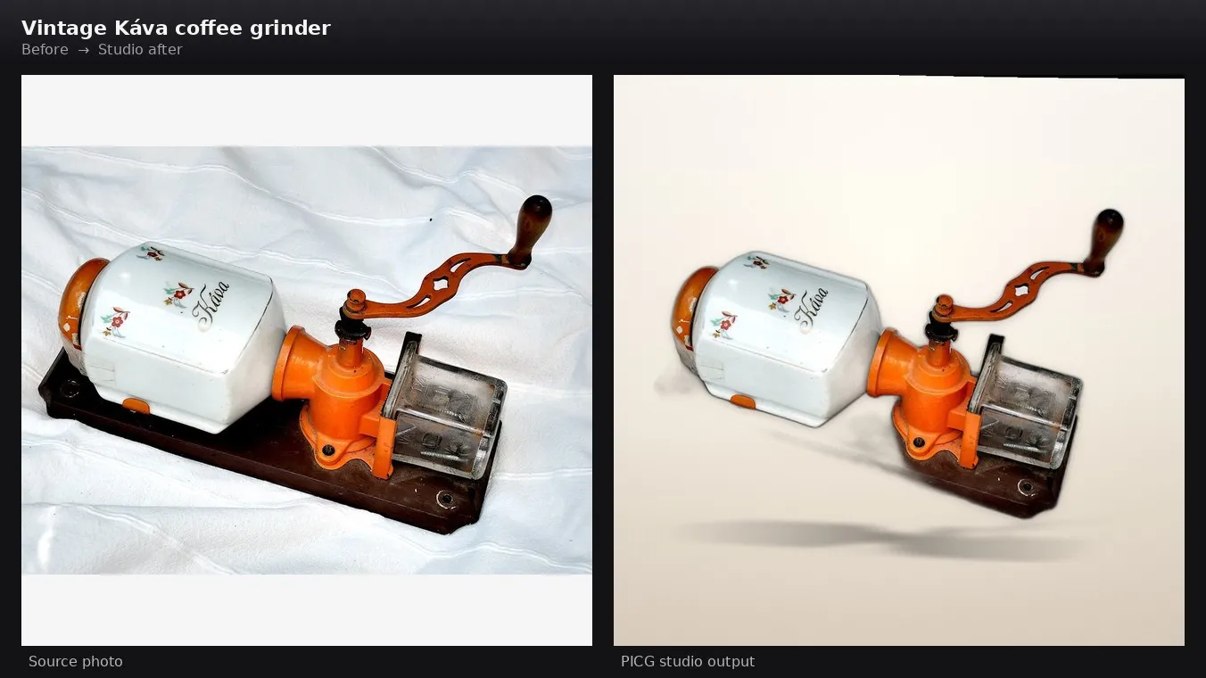 Coffee grinder before and after