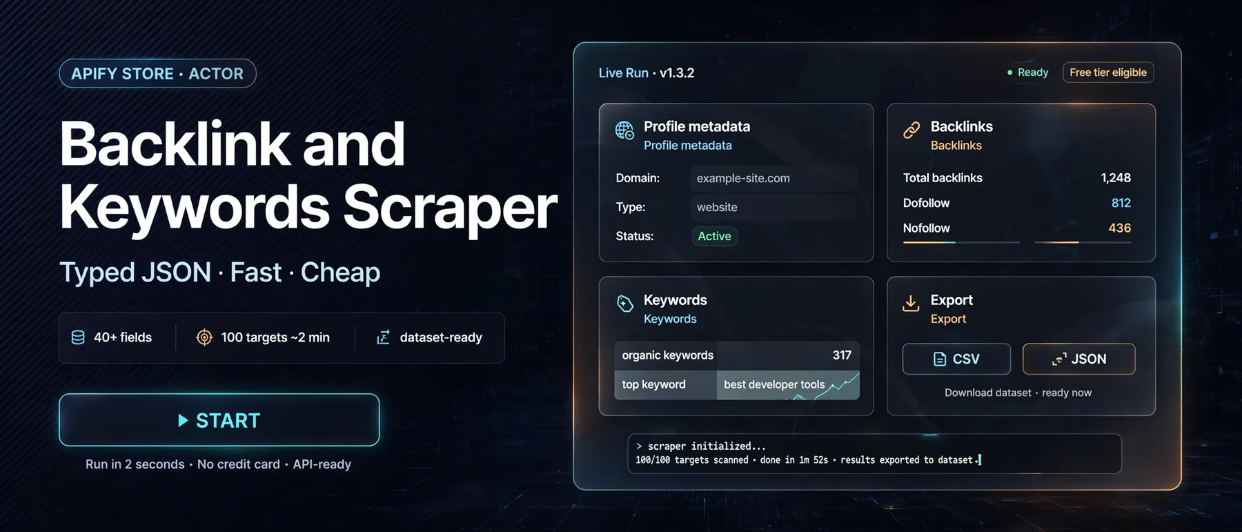 High-speed HTTP SEO crawler extracting granular backlinks, anchor text snippets, DOM positions, and keyword density