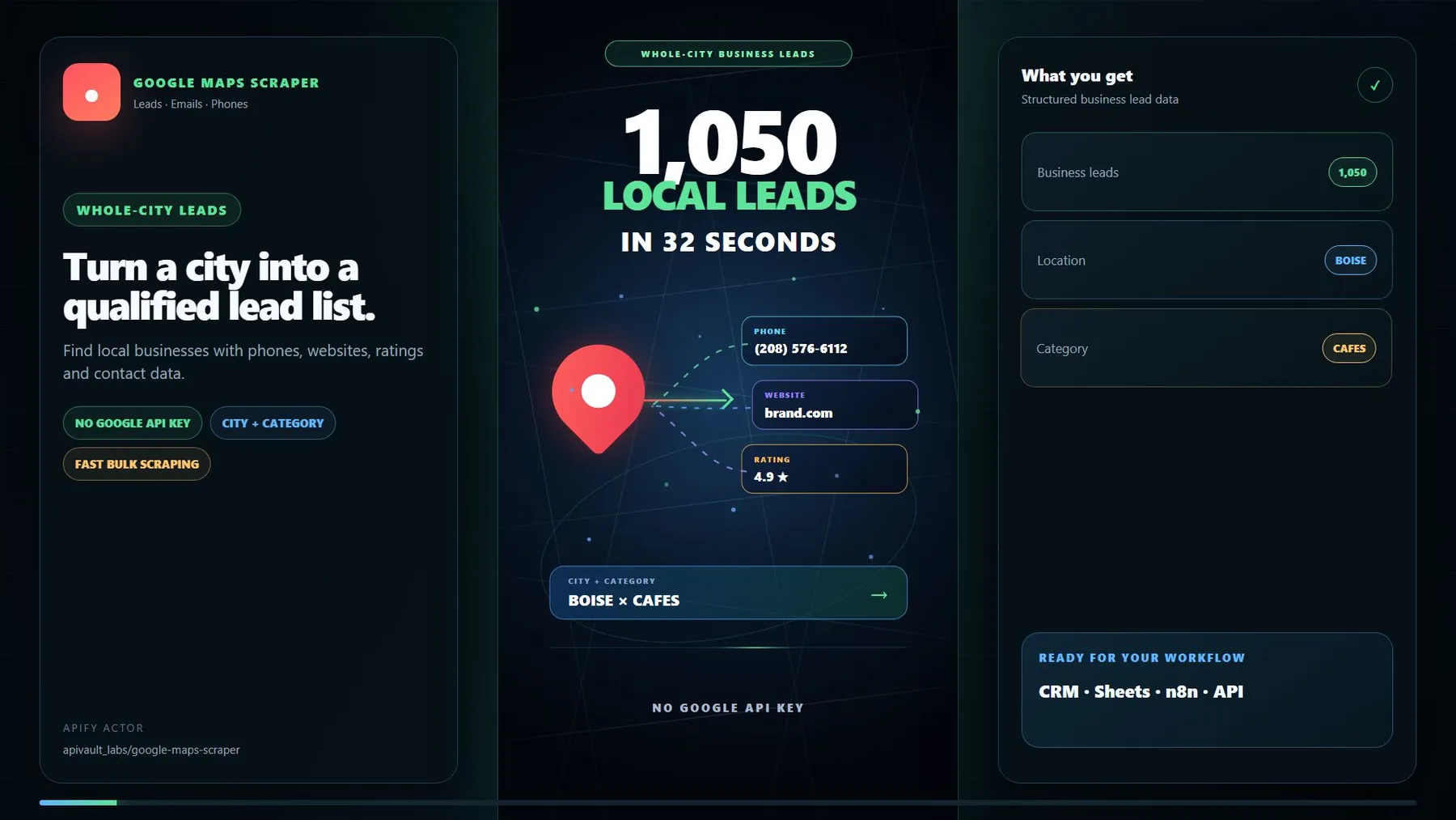 Watch the 20-second Google Maps Scraper walkthrough