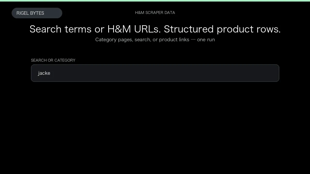 H&M Scraper — input to structured data