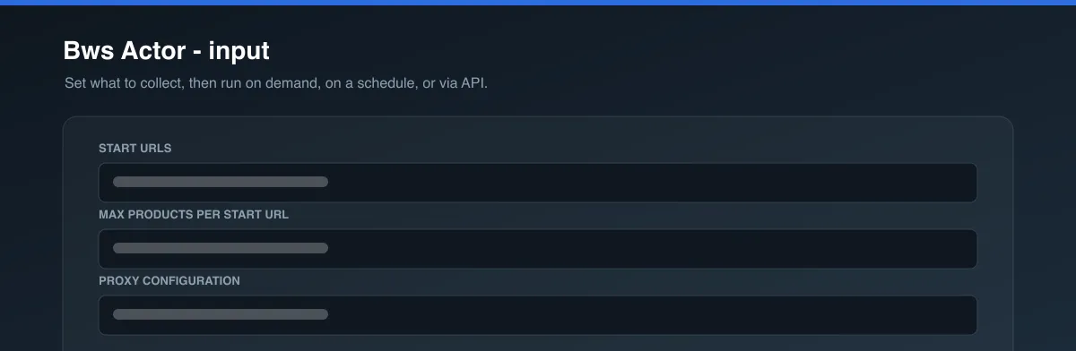 Bws Actor input options