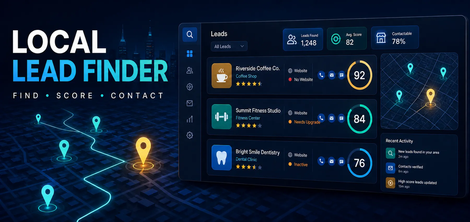 Local Lead Finder — find, score, and contact local business leads