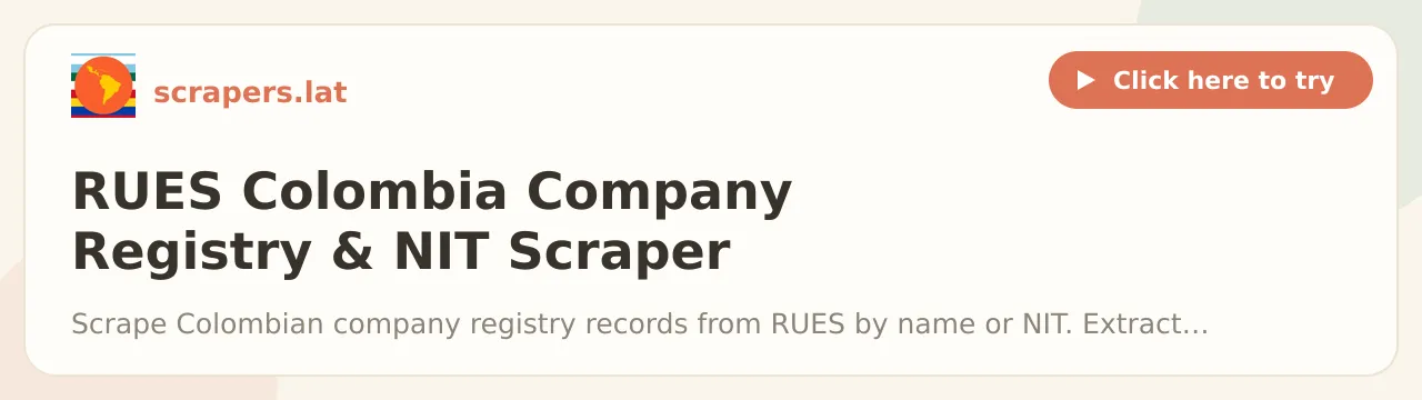 RUES Colombia Company Registry & NIT Scraper