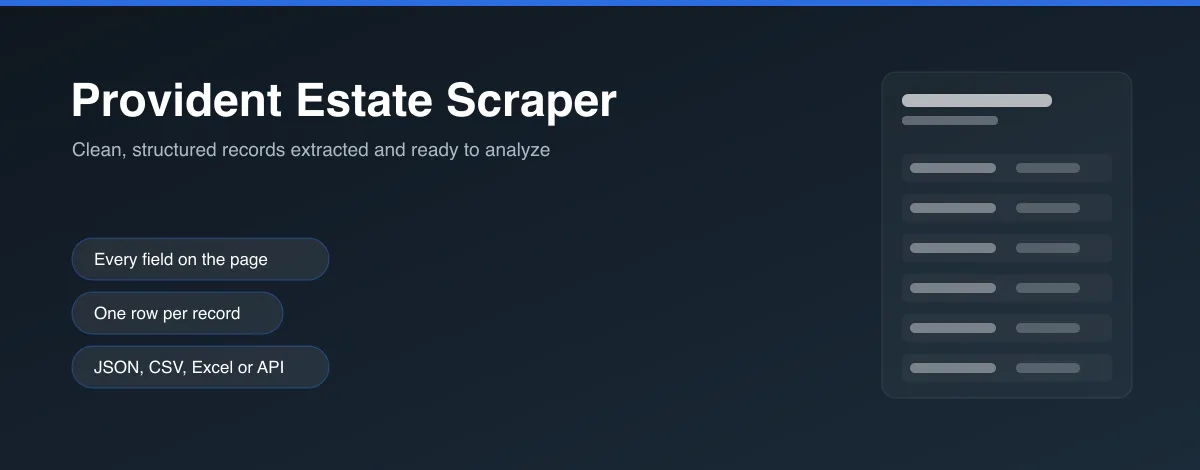 Provident Estate Scraper hero