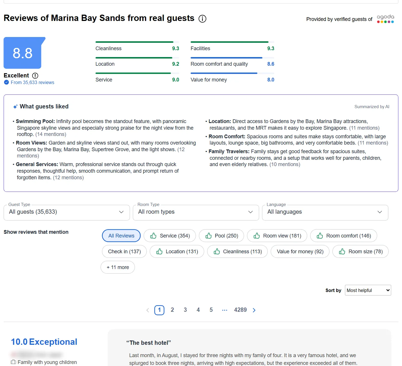 Agoda hotel reviews page that Agoda Reviews Scraper turns into rows
