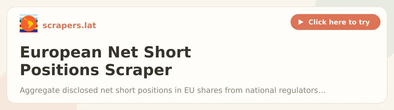 European Net Short Positions Scraper (Short Selling)