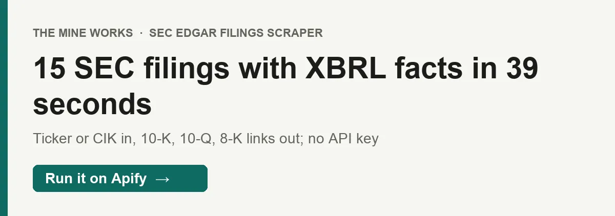 15 SEC filings with XBRL facts in 39 seconds