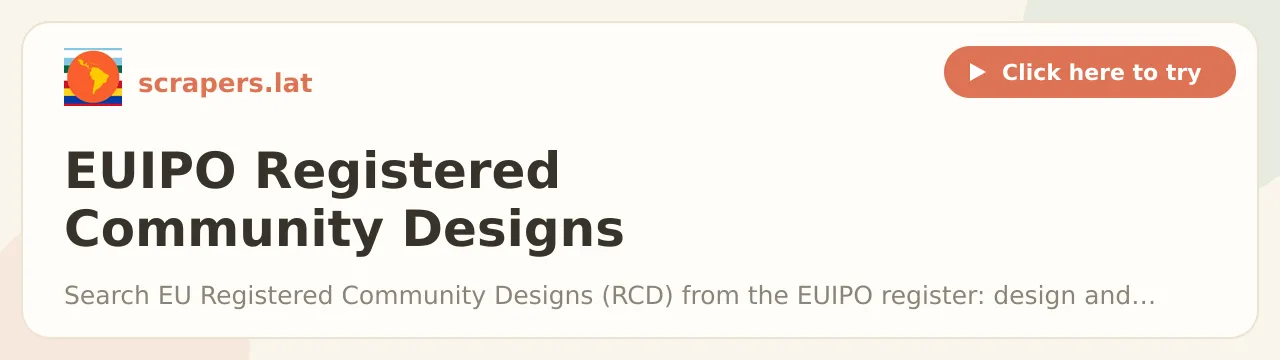EUIPO Registered Community Designs Scraper: Owner & Locarno