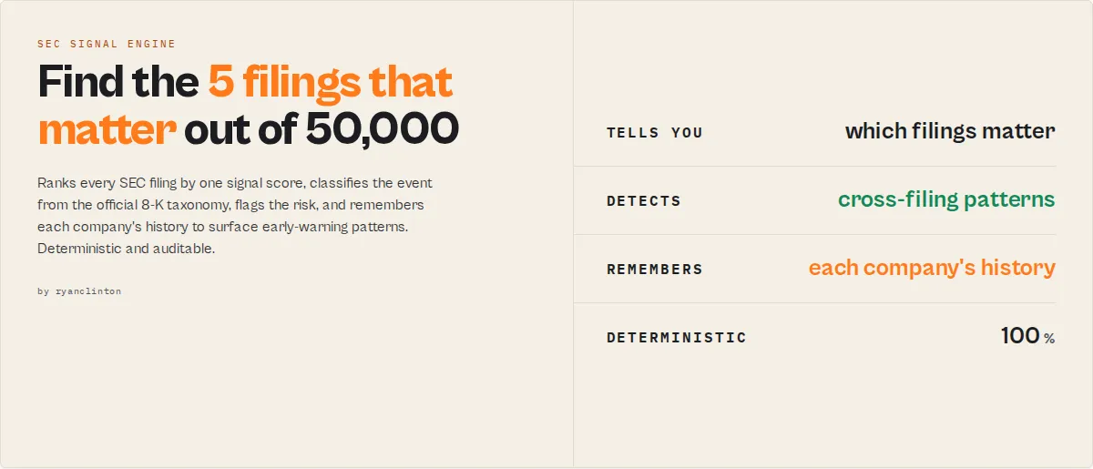 SEC EDGAR Filing Search & Signal Engine — early-warning intelligence