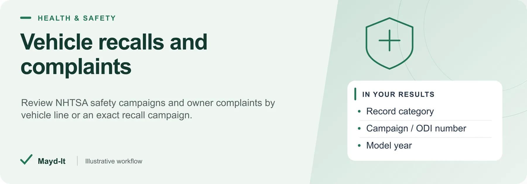 Vehicle recalls and complaints — illustrative workflow