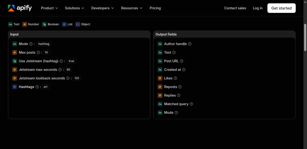 Hashtag demo input fields