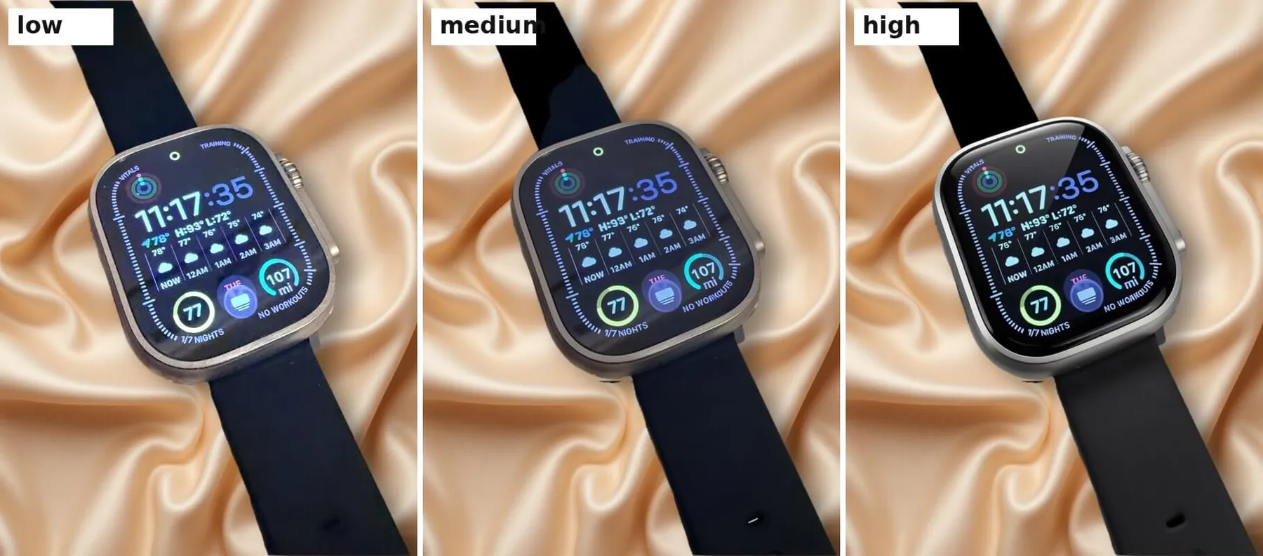 Watch with three retouch levels