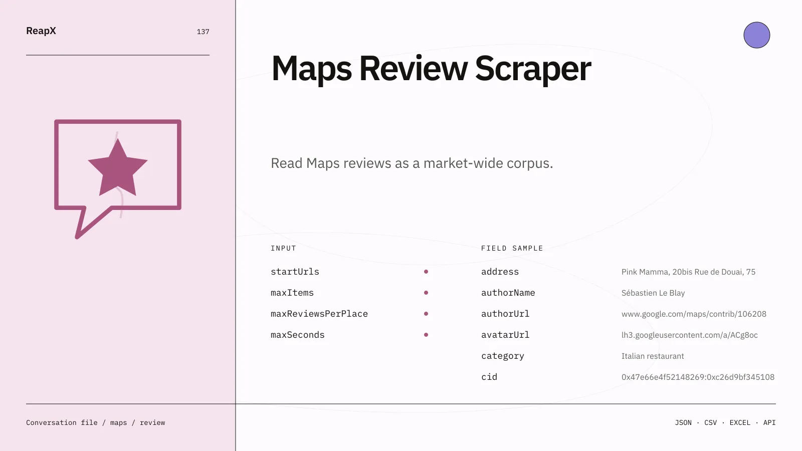 Maps Review Scraper interface