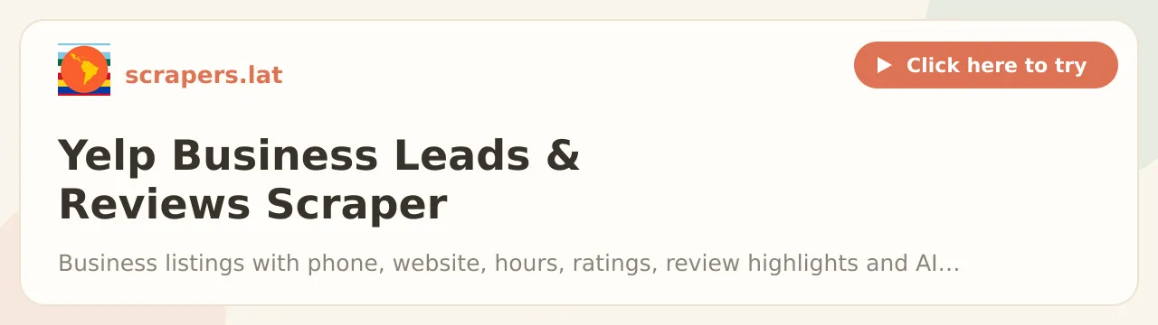 Yelp Business Leads & Reviews Scraper