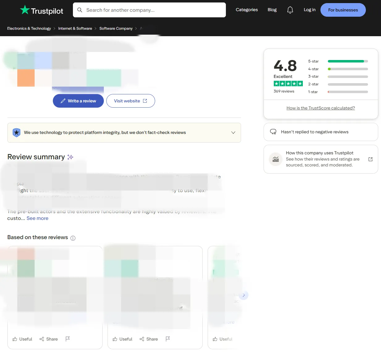 Trustpilot Apify Profile Page