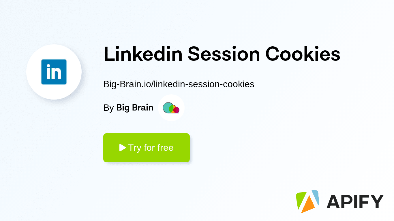 Linkedin Session Cookies · Apify