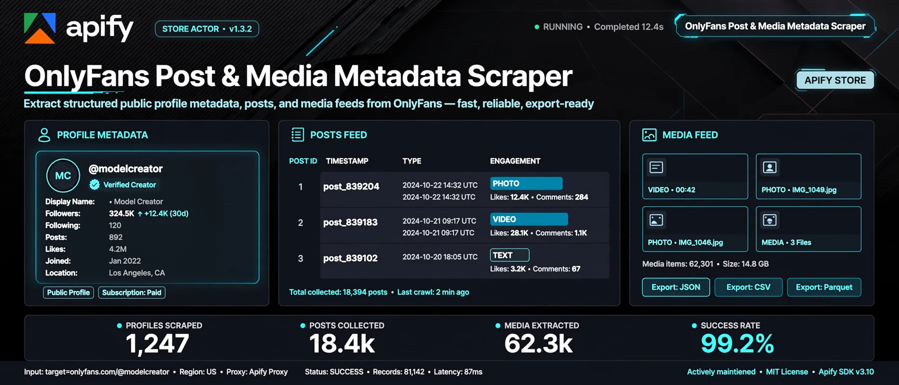 OnlyFans Public Feed Post & Media Metadata Scraper banner