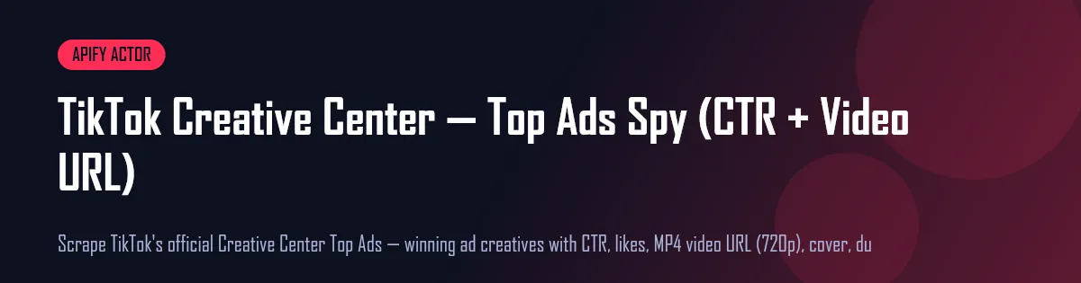 TikTok Creative Center Top Ads Spy banner