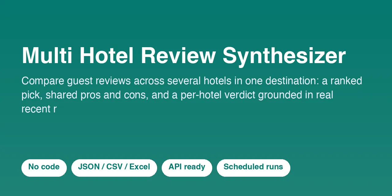 Multi Hotel Review Synthesizer - scrape data with Apify