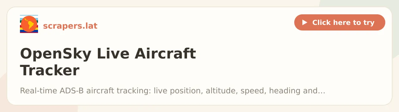 OpenSky Live Aircraft Tracker (ADS-B State Vectors)