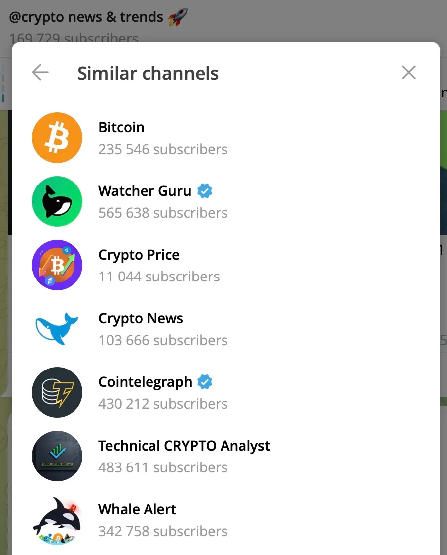Telegram Similar Channels Tab