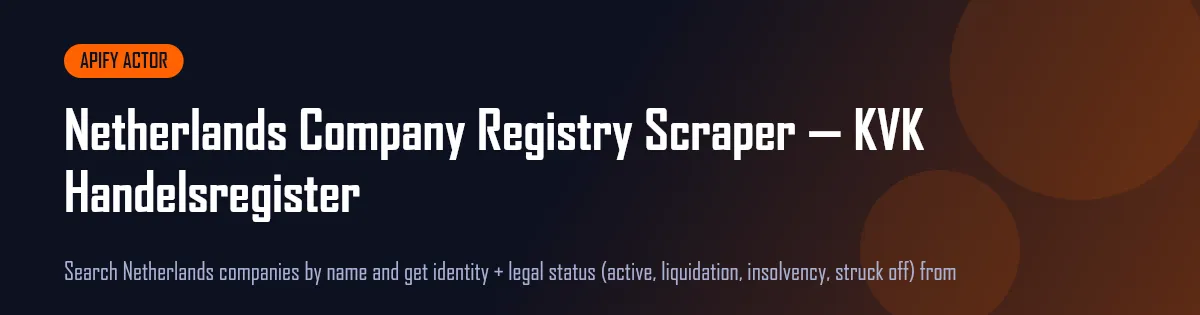Netherlands KVK Company Registry Scraper banner