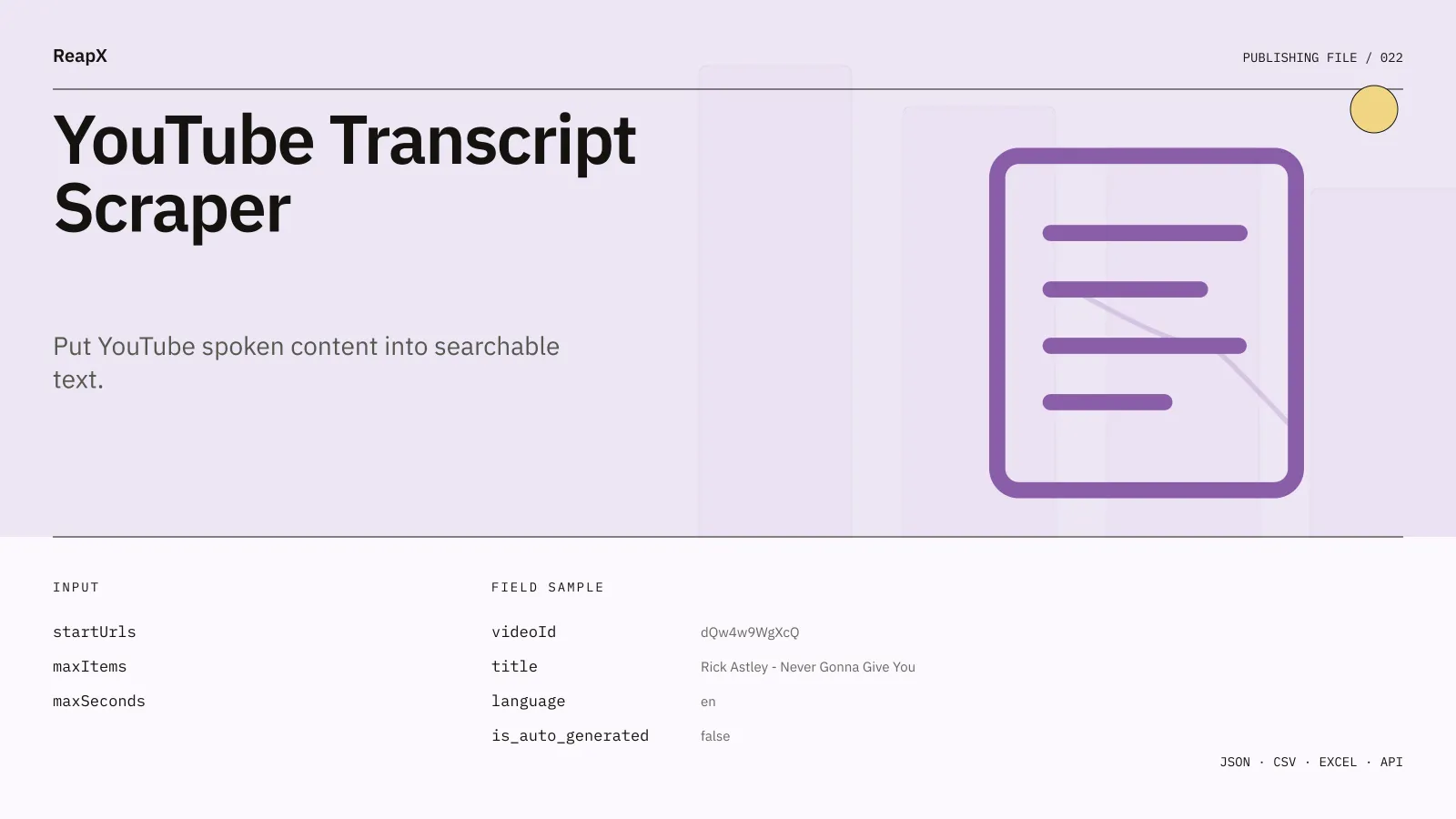 YouTube Transcript Scraper interface