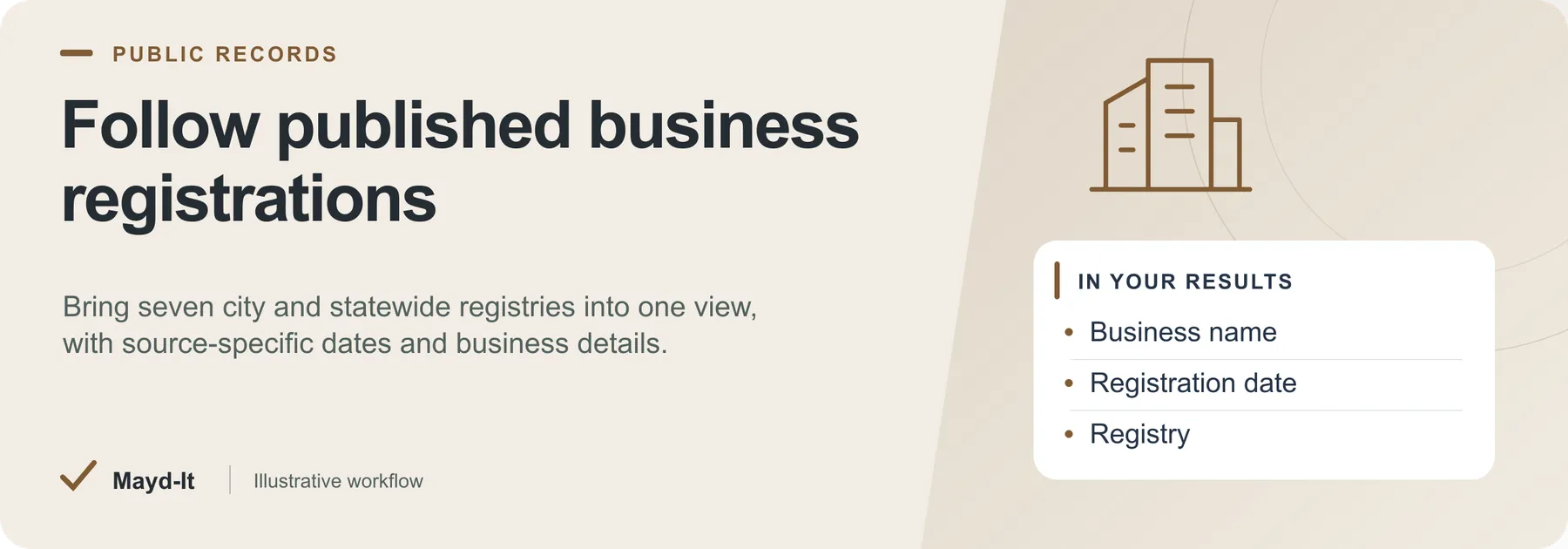 Follow published business registrations — illustrative workflow