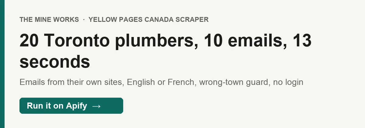20 Toronto plumbers, 10 emails, 13 seconds