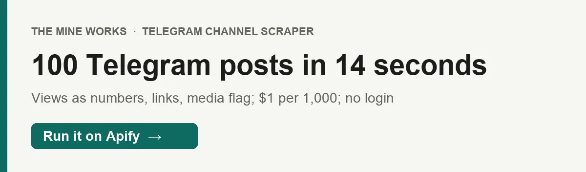 100 Telegram posts in 14 seconds