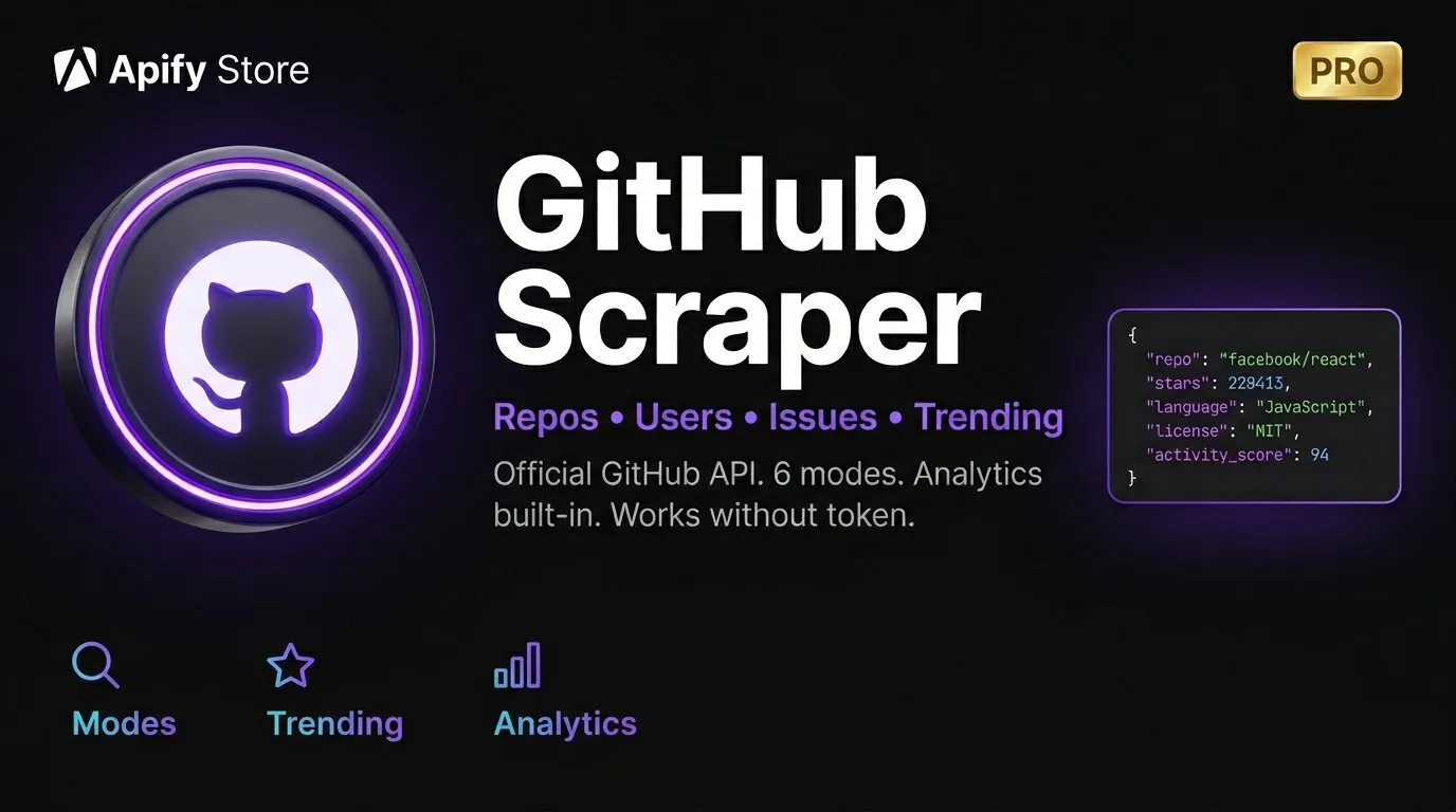 GitHub Scraper - Repos, Users, Issues, Trending