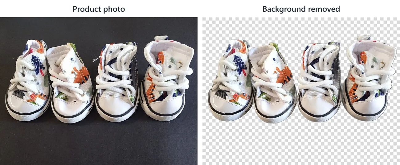 Product photo: original vs. background removed