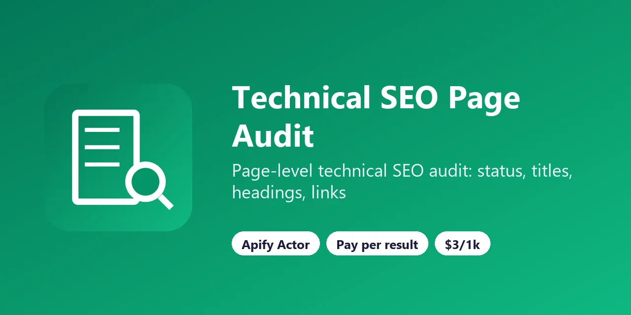Technical SEO Page Audit on Apify
