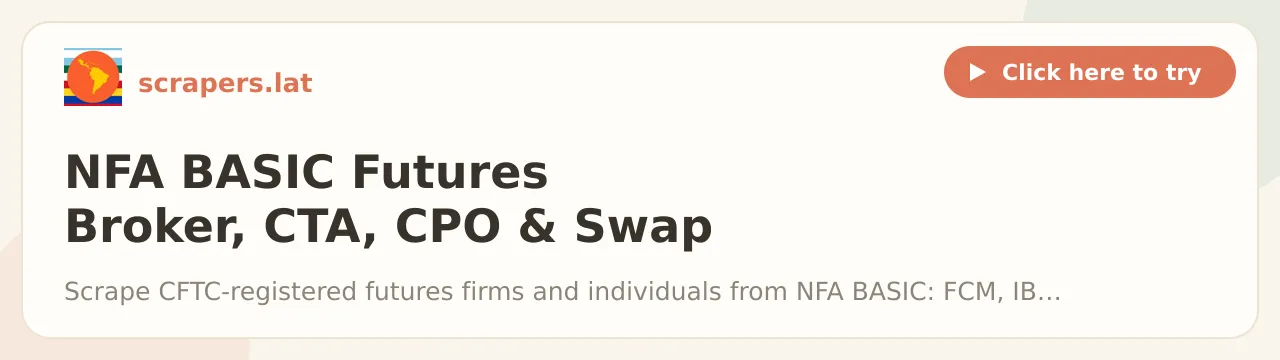 NFA BASIC Futures Broker, CTA, CPO & Swap Dealer Scraper
