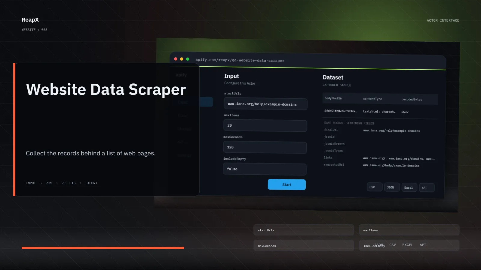 Website Data Scraper interface