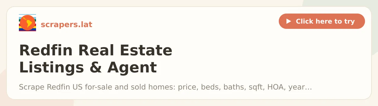 Redfin Real Estate Listings & Agent Contacts Scraper