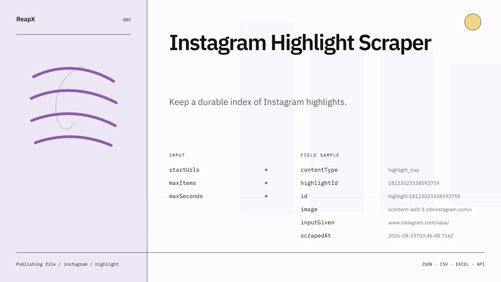 Instagram Highlight Scraper interface