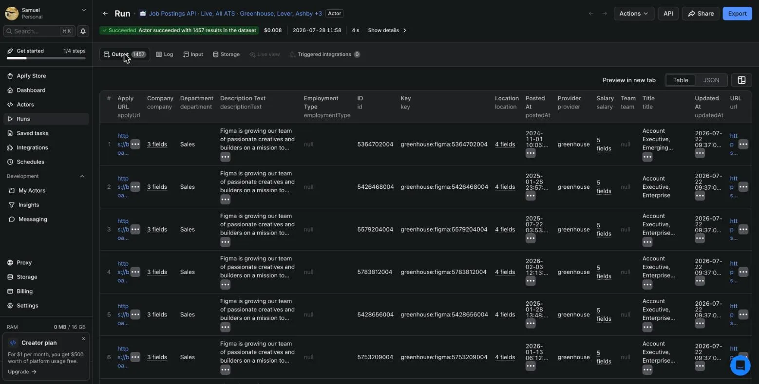 Dataset preview: unified job schema