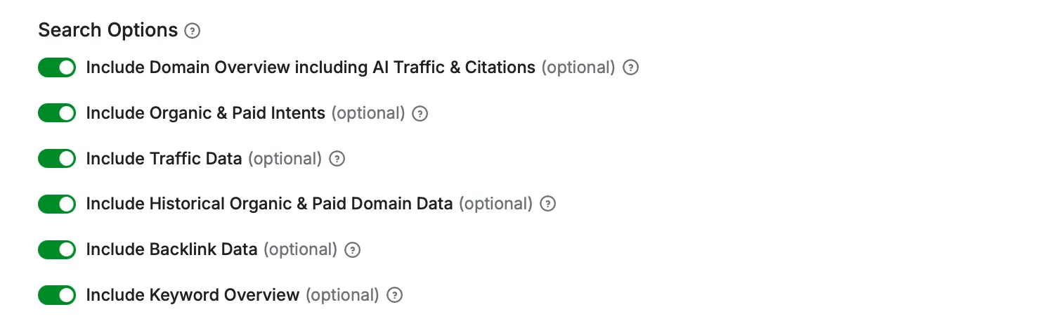 SE Ranking Scraper Search Options Image