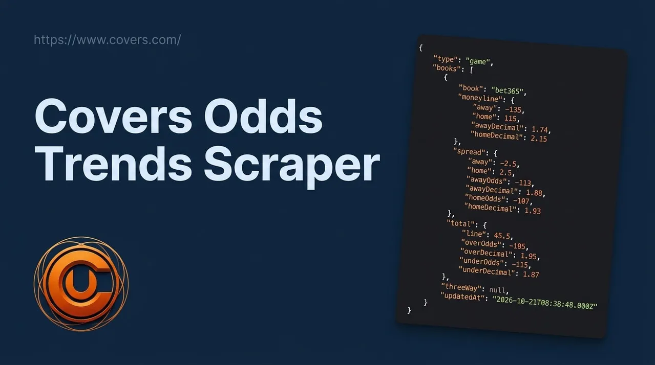 Covers.com Odds, Line History and Betting Trends Scraper - sportsbook odds JSON cover