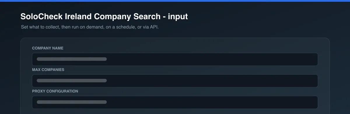 SoloCheck Ireland Company Search input options