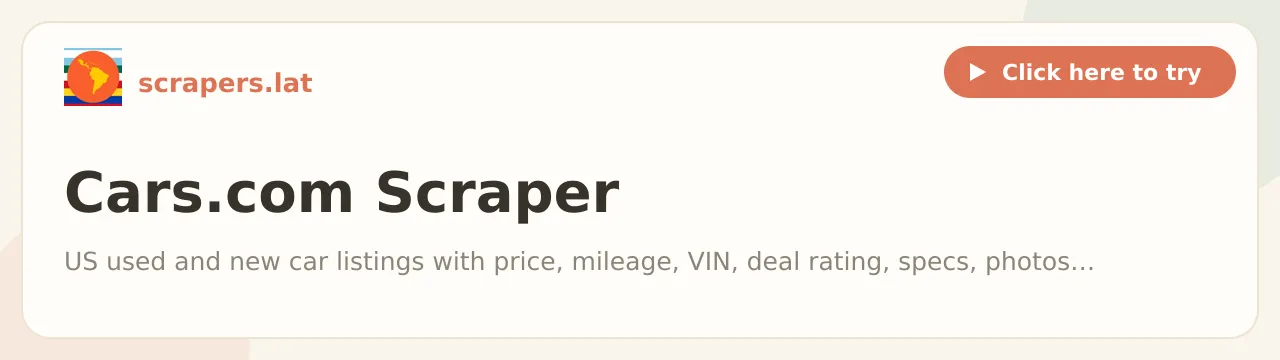 Cars.com Scraper (US Used & New Car Listings + Dealer Leads)