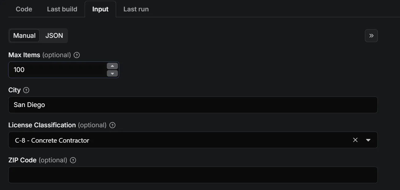 Input Configuration
