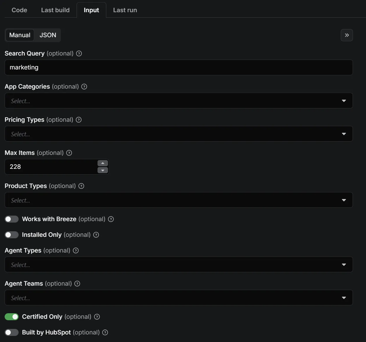 Input Configuration