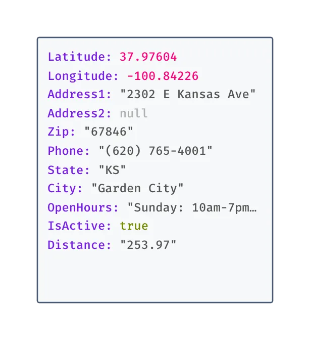 Apify  -  Ollie's Store Location Scraper  output