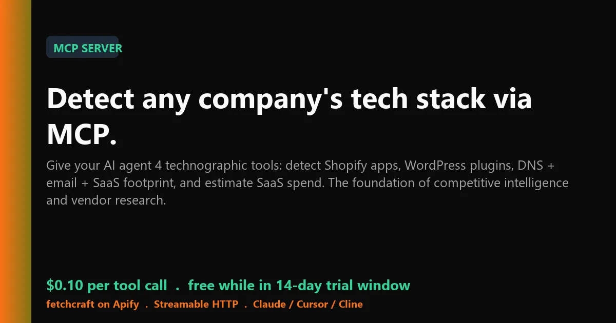 Tech Stack Detector MCP Server - Shopify, WordPress, SaaS