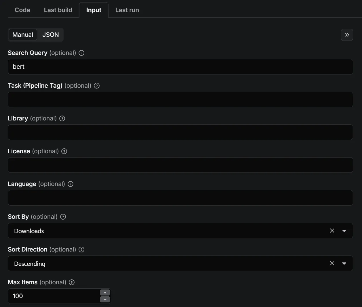 Input Configuration